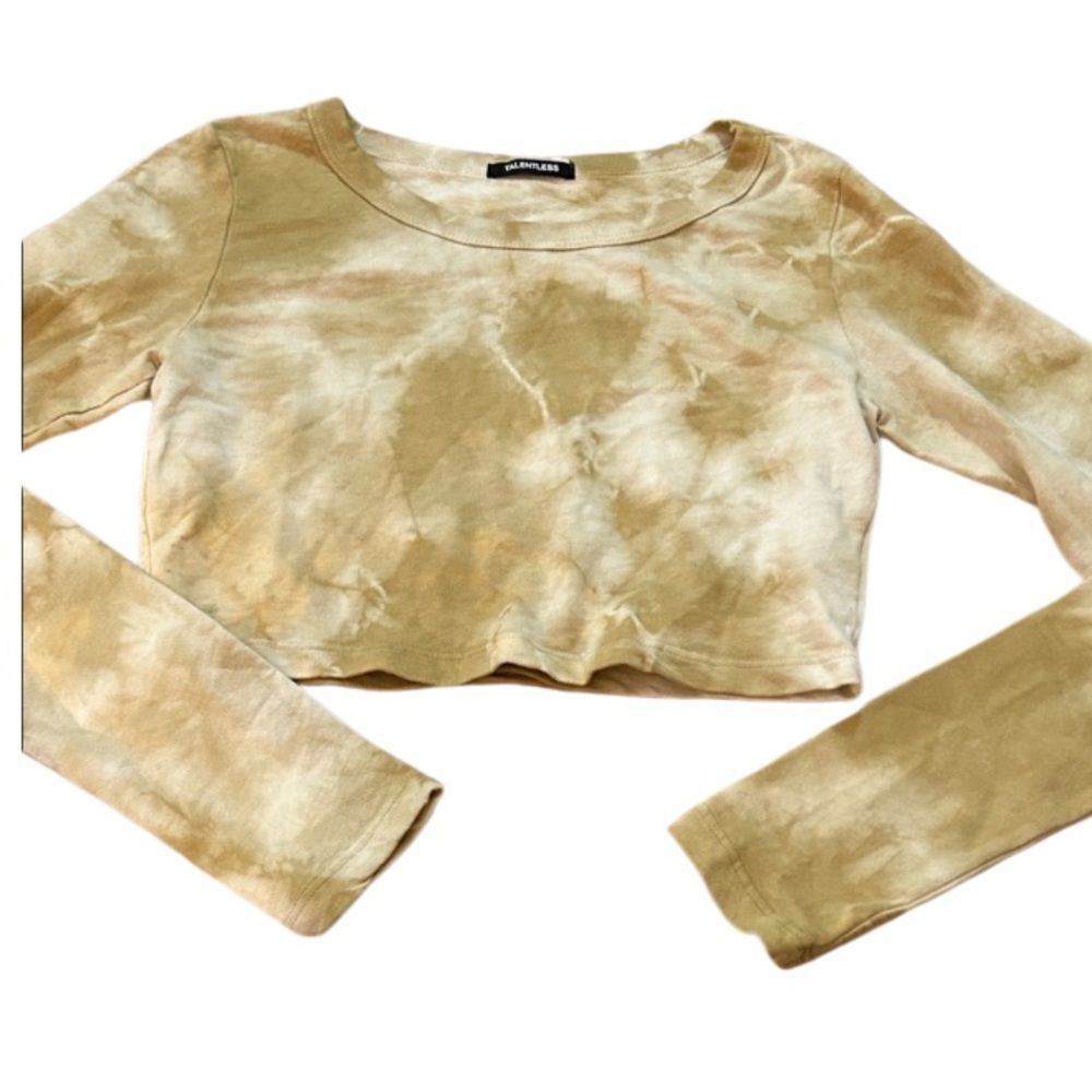 Talentless Green and Tan Tie-Dye Crop Top size small
